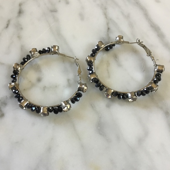 Rhinestone Hoop Earrings - Picture 2 of 3